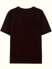 Women's Casual Round Neck Short Sleeve Printed T-Shirt | Versatile Printed T-Shirt For Spring And Summer, Machine Washable, 95% Polyester, 5% Spandex, Regular Length. Everyday Wear For Sweet Girls Or Students, Cool And Sweat-Free Summer Clothing, Elegant Party Outfit, T-Shirt For Elegant Ladies, Blouses Suitable For Curvy Women. - 黑色 - 查看 2