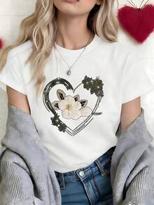 Cottagecore Watercolor Blue Daisy Graphic T-Shirt, 100% Cotton Oversized Soft Breathable Fresh Tee, Casual Crewneck Short Sleeve Top for Summer & Nature Lovers - Blanco - Ver 4