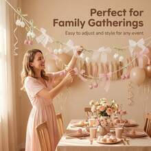 Chiffon Bow Pennant Banner, Floral Tassel Garland Decoration For Wedding, Birthday Party - A - View 5