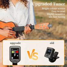 USB Rechargeable Clip-On Tuner With Color Display For Guitar, Bass, Ukulele, Violin - 360° Rotating, Easy To Use - LGL-02A - View 4