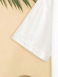 Women's Casual Spring Summer Short Sleeve T-Shirt With Cat Fishing Print, Loose Round Neck - 白色的 - 查看 5