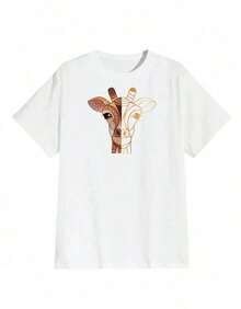 A Short-Sleeved T-Shirt With A Retro American Style, Loose Fit, Print (The Pants Are Just Style Suggestions), Thick Multicolored T-Shirt, 100% Cotton Material, Modern Print, Suitable For Both Men And Women, New Spring/Summer/Autumn Style, Breathable And Comfortable, Simple And Versatile, The Stylish Unisex Tropical Print T-Shirt Is Very Suitable For Holidays, Halloween And Mexican Independence Day Parties. - 白色 - 查看 2