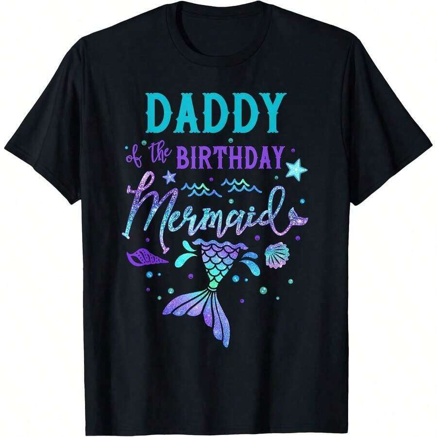 1 Piece Inspirational T-Shirt With Daddy Shark Puzzle Piece Design For Autism Awareness, For Women, Men, Gift T-Shirt, Matching Family T-Shirts, Casual Style, Unisex, Party T-Shirt, Sizes S-5XL, 100% Cotton, Black, 180g, 100% Cotton, All Designs Are Printed. Unisex. - 黑色 11 - 查看 1