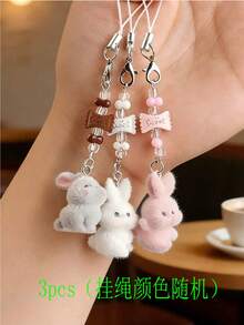 1/2/3pcs Plush Resin Candy Rabbit Keychain, Handmade Beaded DIY Pendant, Cute Decoration For Bags And Packaging, Available In Multiple Colors, Perfect Gift For Girls And Easter, Christmas, Mother's Day Parties - Multicolor - View 16