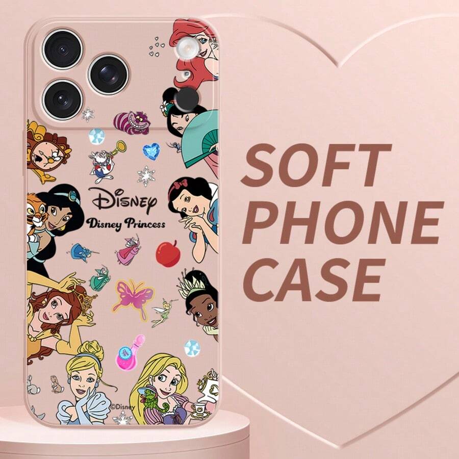 Funda de teléfono Disney - Blancanieves, Elsa y Alicia: Diseño de dibujos animados lindo y femenino. Compatible con iPhone 17 Pro Max, 16 Pro, 17 Air, 17 Pro, 16 Plus, 16 Pro Max, 15 Pro, 15 Pro Max, 15 Plus, 14 Plus, 14 Pro Max, 14 Pro, 12 Pro, 13 Pro Max, 13 Pro, 13, 12 Pro Max, 11 Pro, 11 Pro Max, XS Max, XS, XR y X. Funda protectora suave a prueba de golpes - Cubierta protectora de silicona/TPU. - Rosa - Ver 1