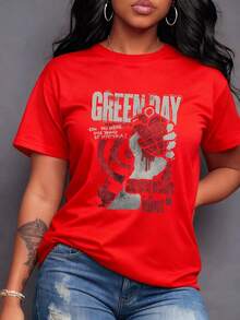 La granada corazón American Idiot simboliza rebeldía juvenil crítica social y la potente energía del rock alternativo Ícono para fans que buscan autenticidad Camiseta de mujer% algodón-Vintage Street Style Unisex Loose Cotton Short Sleeve Crew Neck-Shirt - Rojo - Ver 7