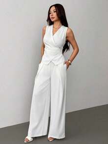 Trajes de mujer, elegantes para ir al trabajo en otoño/invierno - Blanco - Ver 3