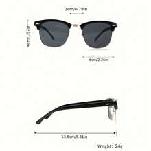 1 Pair Of Vintage-Style Men's Fashion Glasses, Oval Eyebrow Frame Decoration, Metal Frame, PC Lenses - Suitable Business, Parties, And As A Holiday - Black - View 6