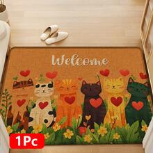 1pc Cat Pattern Printed Linen Kitchen Rug, Doormat, Bath Mat, Hallway Mat, 3D Printed Rectangle Carpet For Living Room, Bedroom, Corridor, Bathroom, Laundry Room - Polyester Rug For Indoor And Outdoor Home Decor - Multicolor - View 17