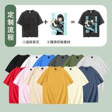 Camiseta de algodón puro de verano, estilo europeo y americano, con estampado personalizado, cuello redondo, manga corta, corte holgado e informal. - Blanco - Ver 5