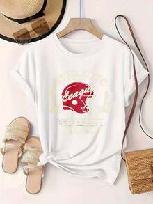 Women's Casual T-Shirt With Modern Print, University Of California Athletic League Brand, Suitable For All Seasons

Black - 白色 - 查看 2