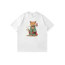 Camiseta unisex de manga corta informal de corte holgado con estampado de dibujos animados de anime estilo años 90 de One Piece - Portgas D'Ace Fire Fist - Blanco - Ver 1
