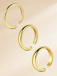 Juego de anillos para dedo del pie de mujer en color dorado, joyería de pie delgada para la playa, anillos abiertos ajustables para el verano - Dorado - Ver 6