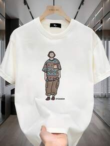 New Women's Short-Sleeved T-Shirt, 180g, 100% Cotton - Versatile Casual T-Shirt With Summer Print For Men - Summer Print T-Shirt For Couples - Unisex - Holiday Gift - 黑色 - 查看 6