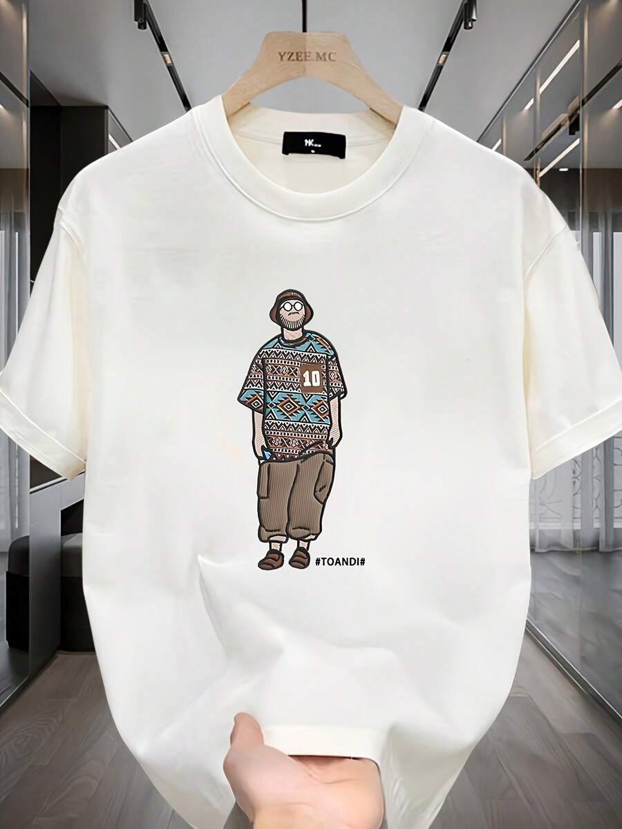 New Women's Short-Sleeved T-Shirt, 180g, 100% Cotton - Versatile Casual T-Shirt With Summer Print For Men - Summer Print T-Shirt For Couples - Unisex - Holiday Gift - 白色 - 查看 1