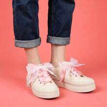 4 Paar Schnürsenkel, geeignet für Sportschuhe, modisches weiches Satinband Schnürsenkeset, niedliche breite Casual Schnürsenkel (geeignet für Frauen) - Verschiedenfarbig - Übersicht 6