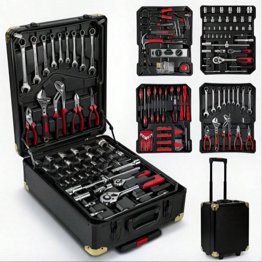 46/115pcs Professional Auto Repair Tool Kit - High-Quality Tool Set For Car, Bicycle And Motorcycle Maintenance - Compact, Portable And All-In-One Solution, Includes Ratchet Wrench, Screwdriver Sets, Batteries Not Included - Multicolor - View 1
