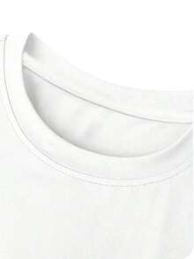 Camiseta de manga corta con cuello redondo, estampado floral, corte holgado, de tela suave, para mujer, estilo casual urbano. - Blanco - Ver 5