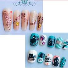 Nail Art Stamping Plate, Beginner Friendly Nail Decoration Template, Designs Include Black Cat, Floral, Daisy, Botanical French Tips. Transparent Silicone Stamp, Steel Plate Nail Art Tools - Multicolor - View 3
