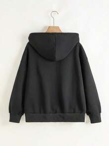 Sudadera con capucha para mujer, estampado casual y versátil de jinete de caballo para deportes al aire libre, otoño - Negro 2 - Ver 2