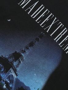 Tiny Spark Camiseta gráfica vintage con estética negra de la Torre Eiffel de París - Negro - Ver 5