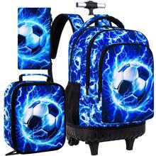 Bộ 3 balo kéo cho bé trai, balo bóng đá Lightning có bánh xe, balo du lịch chống nước có bánh xe. - Ba lô một bánh xe - Xem 1