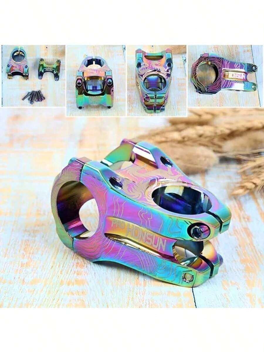 Handlebar Mounting Stem, Aluminum Alloy Riser, Ultralight Mountain Bike Short Handlebar Riser, Bicycle Handlebar Accessories. - 紫色 - 查看 1