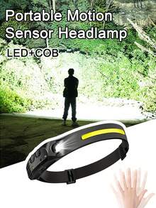 COB 與 LED 頭燈，先進感應式充電頭燈，5 種超亮模式，防水 USB 頭燈，適合露營、徒步、釣魚、工作 - 多色 - 查看 4