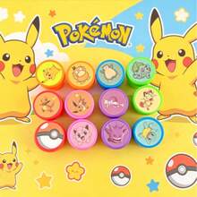 pokemon 12 piezas de nuevos sellos de recompensa de Pokémon, diseño creativo de alta calidad, patrones redondos de dibujos animados lindos - Multicolor - Ver 9