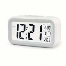 1 Pcs Upgraded Digital Alarm Clock, LED Display With Temperature Larger Lound Light Control Portable Calendar Brightness With Battery Powered Alarm Clocks Bedside - 1PC - View 7