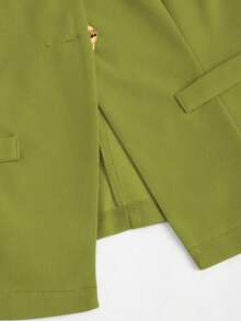 delgado sin mangas para mujer con botones metálicos grandes de estilo minimalista francés - Verde - Ver 4