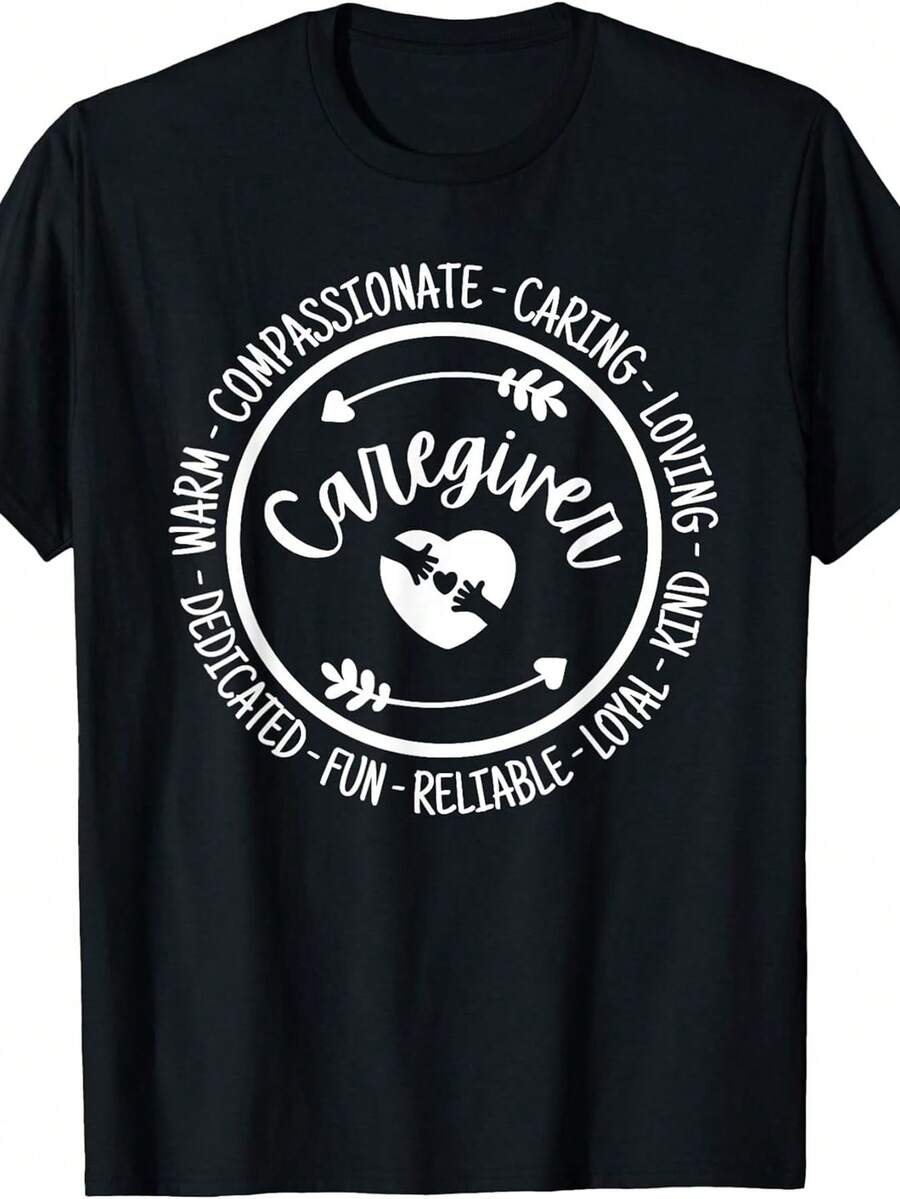 Talla Grande, Talla Grande - Camiseta de Cuidado para Mujeres Talla Grande - Diseño de Corazón y Corona de Laurel con Palabras Compasivas, Des, Leales, Confiables, Drtidas, Cariñosas, Amorosas, Solidarias, Desinteress, Fuertes, Inspiradoras y Motivadoras - Cuello Redondo de 180g de