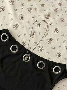 Conjunto de ropa casual y minimalista para deportes, calle, fiestas, aeropuerto, con estampado a rayas rosado y marrón de estilo universitario, apto para festivales de música, outfit de verano para mujer, top corto asimétrico y fruncido ajust - Multicolor 9 - Ver 3