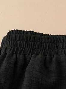 Pantalones casuales de unicolor para mujer, aptos para el verano - Negro 3 - Ver 5