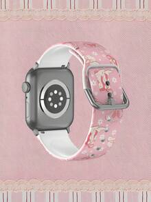 1件粉色西部牛仔風格靴子與帽子圖案矽膠錶帶，適用於Apple Watch 38mm 40mm 41mm 42mm 44mm 45mm 46mm 49mm，柔軟舒適可更換運動錶帶，適用於Apple Watch Series Ultra/S11/S10/SE/8/7/6/5/4/3/2/1，獨特個性化風格智慧手錶錶帶，情人節禮物時尚配件錶帶 - 彩色 - 查看 2