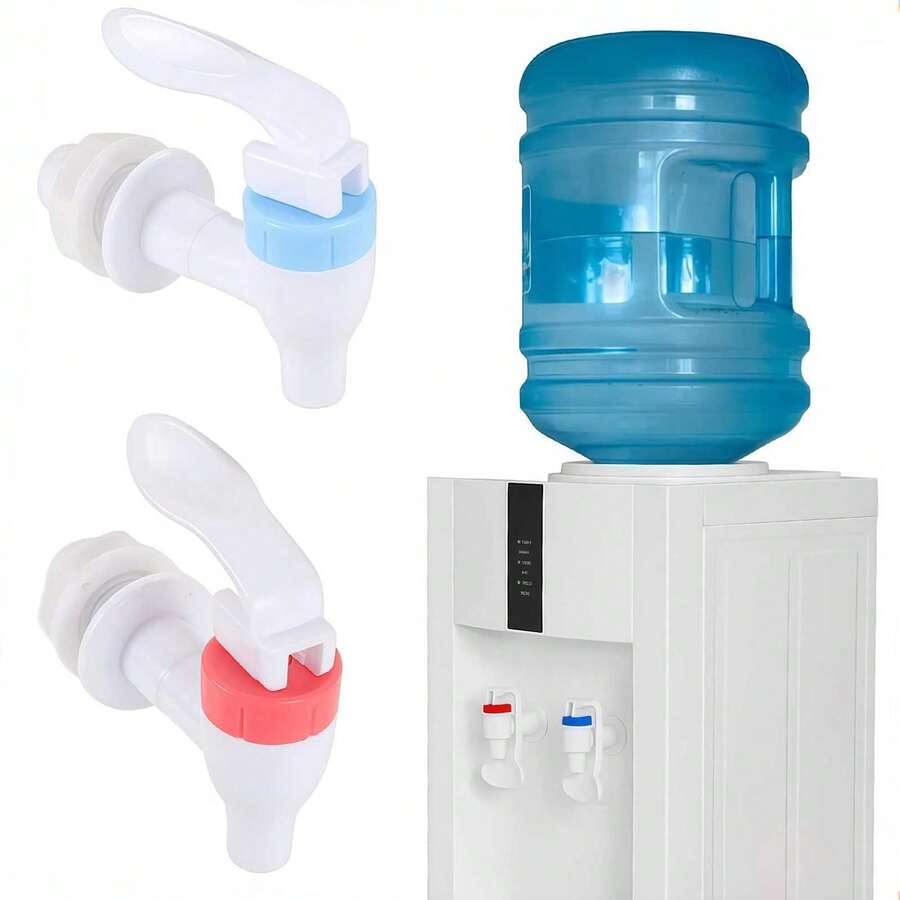 2个通用饮水机水龙头替换零件，防漏出水嘴带红/蓝温度指示器，适用于家用/办公饮水机水龙头