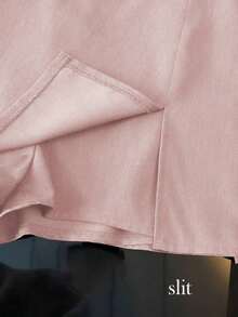 Pantalones cortos/falda/culotte/shorts de mujer de tela suave y texturizada de cintura alta con abertura, de estilo casual y versátil para ir y venir, primavera/otoño - Rosa Pálido - Ver 3