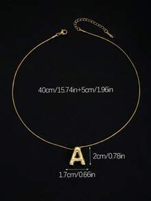 1pc Exaggerated Individualistic Fashion Chunky Balloon Initial Letter Pendant Necklace Stainless Steel Chain Bubble Alphabet Necklace For Girls Kids Family Friends Mom Mother's Day Birthday Festival Anniversary Jewelry Accessory Gift For Everyday Wear - Gold - View 3