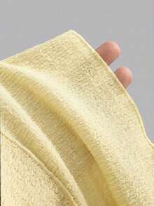 Vestido mini de punto sin tirantes de unicolor minimalista para mujer, vestido de pastel de múltiples capas - Amarillo claro - Ver 6