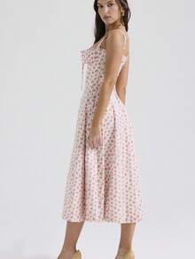 Vestido midi tirantes estilo francés con sensación elegante y delicada para verano - Rosa vieja - Ver 5