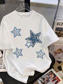 Casual Short-Sleeved, Crew-Neck T-Shirt With A Print, Ideal For Summer. Suitable For Children And Teenagers. Breathable And Sweat-Wicking. - 彩色 - 查看 2
