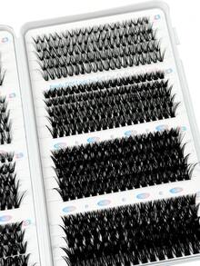 770pcs D Curl DIY Cluster Eyelash Extension Set, 30D-100D Single False Lashes 8-16mm, Includes Adhesive, Sealer, Remover And Tweezers - Black - View 9