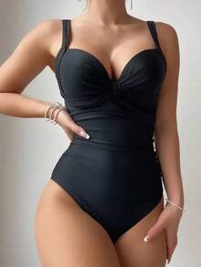 Swim Traje De Baño De Una Pieza De Mujer Con Detalle Recogido - Negro - Ver 6