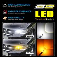 2 bóng đèn LED ô tô 7443 3157 1157, bóng đèn LED trắng vàng 28SMD, đèn CanBus, đèn xi nhan lùi, phụ tùng ô tô - 28smd - Xem 4