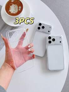 3入透明極簡防震TPU軟矽膠手機殼，適用於 7/8/7PLUS/8PLUS/X/XS/XR/XSMAX/11/11PRO/11PROMAX/12/12PRO/12PROMAX（國際版，不適用於本地機型）、13C 14C 15C（國際版，不適用於本地機型）、Honor 400 400PRO 500 500PRO - 無色 - 查看 2