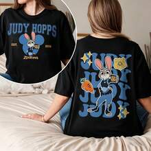 Judy Hopps Zootopia PoliceBunny Retro ComfortColors Tee Disney Oversized T-Shirt - màu đen - Xem 1