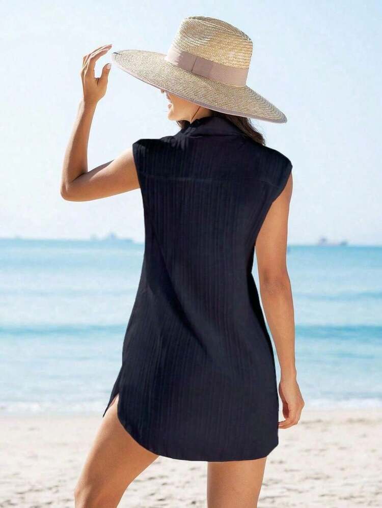 Swim Vcay Cubierta sólida de color para mujer con escote en V profundo para bodas - Azul marino - Añade 2