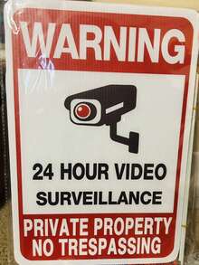 2pcs "Private Property - No Trespassing" Sign, Outdoor CCTV Surveillance Camera Warning Sign, Suitable For Residential And Commercial Premises Security - A - View 7