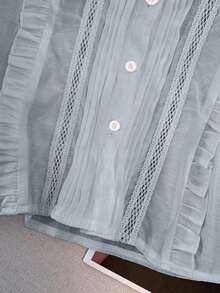 Blusa de verano de unicolor con volantes en el bajo para mujer - Celeste - Ver 4