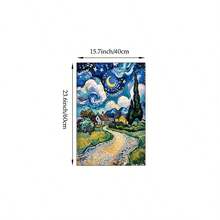 Tranh phong cảnh đêm đầy sao theo phong cách Van Gogh, tranh in trên vải bố, tranh tường nghệ thuật nông thôn, tranh trang trí nhà cửa cho phòng khách, phòng ngủ, văn phòng, không khung/có khung/móc treo bằng gỗ. - mẫu - Xem 16